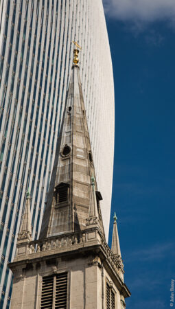 A Guild Church by Christopher Wren now overawed by 20 Fenchurch Street, the "Walkie-Talkie". (May17)