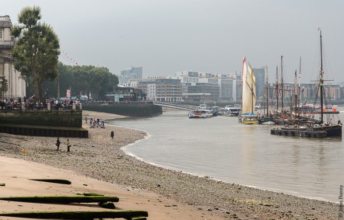Sailing ships gathering for the Royal Greenwich Tall Ships Festival 2014. (Sept14)
