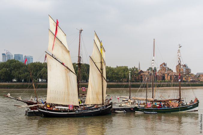 Some of the sailing ships gathered for the Royal Greenwich Tall Ships Festival 2014. (Sept14)