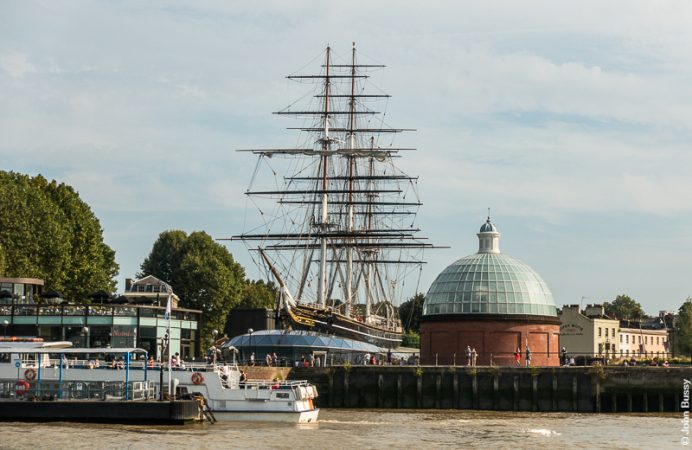 River access to historic Greenwich, the Cutty Sark tea clipper and the foot tunnel under the Thames. (Aug18)