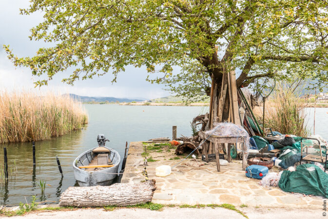 Home for a fishing boat on the island in Lake Pamvotida beside Ioannina. (Ap23)