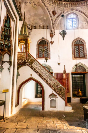 The Aslan Pasha Mosque in Ioannina is now the Municipal Museum. This is inside the prayer hall looking towards the mimbar. (May23)