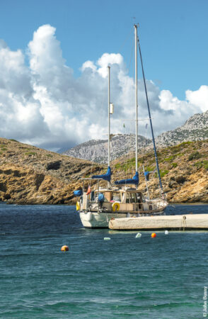 A yacht moored off a jetty at Kampi beach. (Sept24)